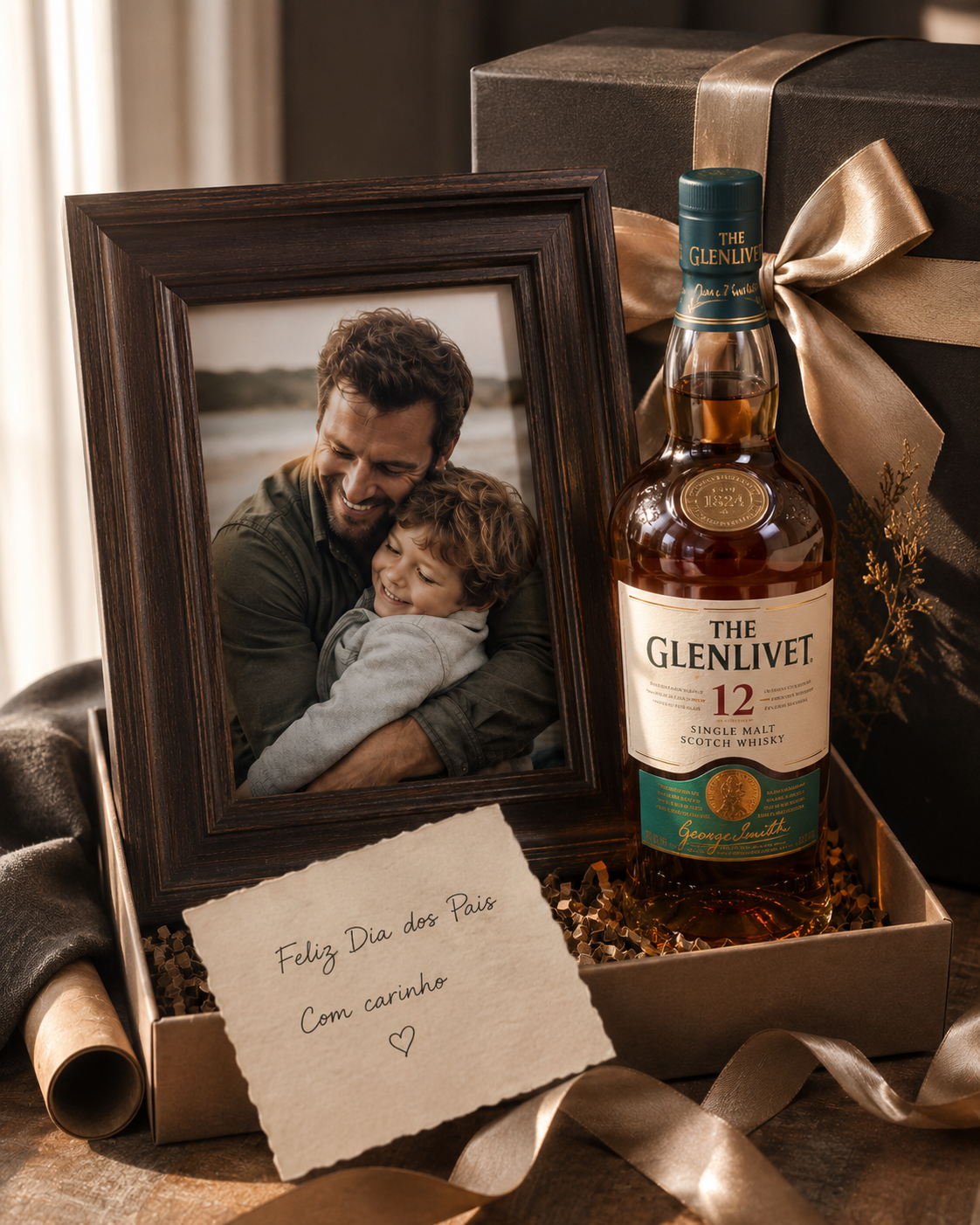 Kit Pai — foto emoldurada + whisky single malt